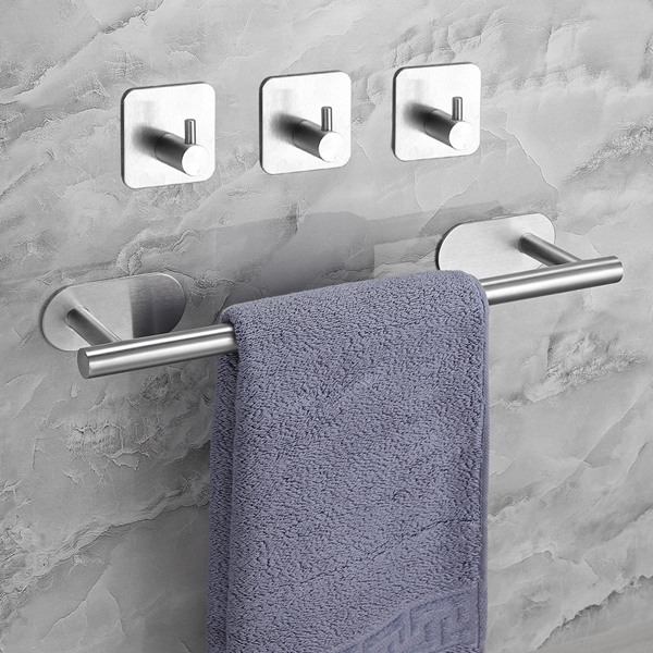 Hand Towel Holder - Self Adhesive Bathroom Towel Bar Stick on Wall, 304  Stainless Steel - 2 Pcs